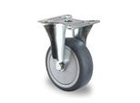 CASCOO Bockrolle P2T2, mit Rad-ø 75 mm x B 25 mm, Polypropylen-Felge, Elastomer-Lauffläche, grau, Kugellager, bis 75 kg