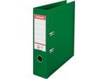 Ordner Esselte® No. 1, A4, Rückenbreite 75 mm, für ca. 500 Blatt, Hebelmechanik, Rückenschild, Griffloch & Raumsparschlitze, FSC®-Karton, grün