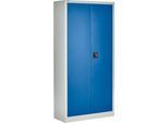 Schäfer Shop Pure Stahlschrank, Stahl, abschließbar, T 400 x H 1935 x B 950 mm, 5 OH, lichtgrau/enzianblau