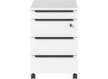 Rollcontainer Porto, 4 Schubladen inkl. Utensilienfach und 1 abschließbaren Schublade, B 420 x T 600 x H 630 mm, weiß