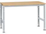 Manuflex Arbeitstisch UNIVERSAL Standard, 1500 x 1000 mm, Multiplex natur, alusilber