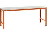 Manuflex Grundtisch UNIVERSAL Spezial, 2000 x 1000 mm, Melamin lichtgrau, rotorange