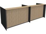 Theke Marino, groß, für 2 Personen, elektrisch höhenverstellbar, Memorypanel, Akustikpaneele, Kabeldurchlass, Holz, Eiche-Dekor/anthrazit
