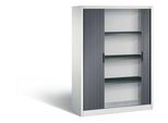 C + P Rollladenschrank Omnispace, 4 OH, abschließbar, B 1200 x T 420 x H 1660 mm, Stahl/Kunststoff, lichtgrau/schwarzgrau