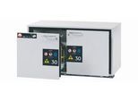 Sicherheitsunterbauschrank Typ 30 asecos UB-S-30, 2 Schubladen, Front Lichtgrau, B 1102 x T 574 x H 600 mm