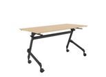 Klappbarer Schreibtisch, mit 4 feststellbaren Rollen, Rechteck, Rundrohr, B 1400 x T 600 x H 720 mm, Ahorn-Dekor/schwarz