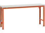 Manuflex Grundtisch UNIVERSAL Spezial, 1750 x 800 mm, Kunststoff lichtgrau, rotorange