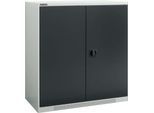 Schäfer Shop Genius Flügeltürenschrank FS, Stahl, mit Belüftungslöchern, B 1055 x T 520 x H 1105 mm, 3 OH, Lichtgrau/Anthrazitgrau, bis 300 kg