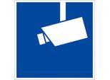 moedel Hinweisschild „Video-Infozeichen“, DIN 33450, L 180 x B 180 mm, Aluminium, blau-weiß