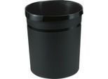 Papierkorb HAN GRIP, rund, Volumen 18 l, extra stabil, 2 Griffmulden, ohne Deckel, B 237 x T 312 x H 350 mm, Polypropylen, schwarz