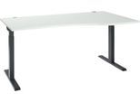 Schreibtisch ERGO-T 2.0, Freiform, Ansatz rechts, T-Fuß, B 1800 x T 1000/800 x H 675-895 mm, lichtgrau/anthrazit