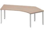 Schäfer Shop Genius Winkelschreibtisch MODENA FLEX 135°, Ansatz rechts, 4-Fuß-Quadratrohr, B 2165 mm, Eiche-Dekor/weißalu