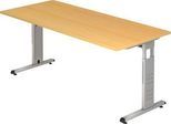 Schreibtisch ULM, C-Fuß, Rechteck, B 1800 x T 800 x H 650-850 mm, Buche-Dekor
