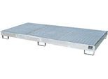 Bauer Regalwanne RW-GR 2700-1 PE, mit PE-Einsatz und Gitterrost, L 2665 x B 1315 x H 210 mm, feuerverzinkt