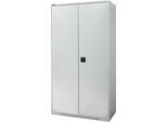 Schäfer Shop Genius Flügeltürschrank FS, Stahl, mit Belüftungslöchern, B 1055 x T 420 x H 1950 mm, 5 OH, lichtgrau/lichtgrau, bis 450 kg
