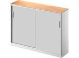 Schäfer Shop Genius Schiebetürenschrank TETRIS SOLID, 3 OH, 2 Fachböden, B 1600 mm, 19 mm Abdeckplatte, Buche-Dekor/weißalu