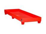 Stahl-Auffangwanne ohne Gitterrost, 2400 x 800 mm, rot RAL 3000