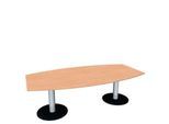 Konferenztisch, bis 8 Personen, Boot, Tellerfuß, B 2400 x T 800/1200 x H 720 mm, Buche/weißaluminium