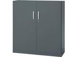 Büroschrank, 3OH, abschließbar, mit aufliegenden Türen, B 1200 mm, Basaltgrau