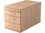 Rollcontainer, 3 Schübe, 1 Utelsilienauszug, B 428 x T 800 x H 512 mm, Eiche-Dekor