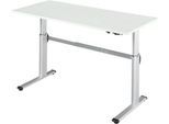 Schäfer Shop Select Arbeitstisch, elektrisch höhenverstellbar, Rechteck, C-Fuß, B 1800 x T 800 x H 725-1185 mm, lichtgrau/weißaluminium