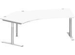 Schäfer Shop Genius Winkelschreibtisch MODENA FLEX 135°, T-Fuß-Rundrohr, B 2165 mm, Ansatz links, weiß/weißalu