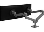 Monitorarm Ergotron LX Pro Dual, für 2 Displays nebeneinander, bis 27″, neig-/schwenk-/drehbar, höhenverstellbar, Tischhalterung, VESA, Metall, dunkelgrau