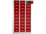 Postverteilerschrank, mit Einwurfschlitz, 3 Abteile, Sicherheitszylinderschloss, feuerrot