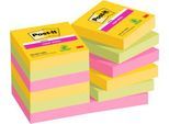 POST-IT Haftnotizen Super Sticky Notes Carnival 622-6SS-CARN, 48 x 48 mm, wiederablösbar, cellophanfrei verpackt, farbig, 12 x 90 Blatt