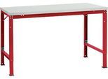 Manuflex Grundtisch UNIVERSAL Spezial, 1500 x 1000 mm, Melamin lichtgrau, rubinrot