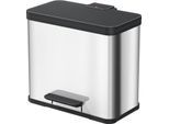 Tretmülleimer Hailo Duo Plus L, 17 + 9 l, rechteckig, Edelstahl