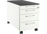 Schäfer Shop Select Rollcontainer 1233, 3 Schübe & 1 Utensilienauszug, Griff eckig, weiß/graphit
