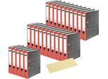 Schäfer Shop Select Ordner, A4, Rückenbreite 50 mm, Qualitäts-Hebelmechanik, Griffloch, 25 Stück, rot + gratis Trennstreifen, gelb, 100 Stück