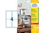 Avery Zweckform Wetterfeste Folienetiketten L4774-20, A4, 80 Etiketten, weiß