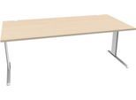 Schäfer Shop Pure Schreibtisch PLANOVA BASIC, Rechteck, C-Fuß, B 2000 x T 1000 x H 717 mm, Ahorn/weiß + Kabelkanal