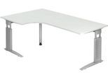 Eckschreibtisch TARVIS, B 2000 x T 1200/800 x H 680-860 mm, Gestell silber, lichtgrau