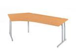 Schäfer Shop Select Winkelschreibtisch COMBITEC, 135° Winkel links, C-Fuß, B 2165 x T 800/800 x H 677-817 mm, Buche/weißalu