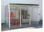 Gasflaschencontainer, für Außenbereich, mit Dach und Einflügeltür, feuerverzinkt, für 104 Flaschen