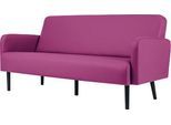 Dreisitzer Sofa meet by Paperflow LISBOA, desinfektionsmittelbeständiger Kunstlederbezug lila, Fußgestell schwarz, B 1760 x T 815 x H 830 mm