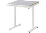 Rau Arbeitstisch Adlatus, elektrisch höhenverstellbar, 25 mm MDF-Platte, Stahlblechbelag, 150 kg, B 750 x T 800 x H 720-1120 mm, silber/lichtgrau