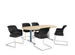 Schäfer Shop Select Besprechungstisch Planova Basic, Oval, T-Fuß, B 2000 x T 1000 x H 717 mm, Ahorn/weißaluminium RAL 9006