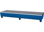 Auffangwanne ASECOS, Stahl, mit Gitterrost u. Staplerschuhen, 400 l Auffangvolumen, B 815 x T 2470 x H 355 mm, lackiert