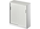 Schäfer Shop Genius Schiebetürenschrank TETRIS SOLID, 3 OH, 2 Fachböden, B 1000 mm, 19 mm Abdeckplatte, lichtgrau/weißalu