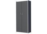 Flügeltürenschrank Toledo, mit Sichtrückwand, abschließbar, 5 OH, B 800 x T 380 x H 1850 mm, anthrazit