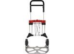 Schäfer Shop Select Sackkarre, Tragkraft 200 kg, klappbar, schwenkbare Handgriffe, Spannband, 2 Bockrollen, Aluminium/Kunststoff, rot-schwarz-silber