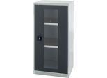Schäfer Shop Genius Sichttürschrank FS, Stahl, mit Belüftungslöchern, B 545 x T 430 x H 1105 mm, 3 OH, lichtgrau/anthrazitgrau, bis 250 kg