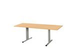 Schäfer Shop Pure Besprechungstisch Planova Basic, Rechteck, T-Fuß, B 1800 x T 800 x H 717 mm, Buche/weißaluminium RAL 9006