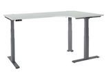 Schäfer Shop Genius Winkelschreibtisch Modena Flex, elektrisch höhenverstellbar, 90° Winkel, T-Fuß, B 2000 mm, lichtgrau/anthrazit
