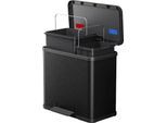 Tretmülleimer Hailo Duo Plus L, 17 + 9 l, rechteckig, Stahlblech, schwarz