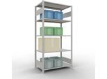 Schulte Lagertechnik Fachbodenregal MULTIplus150, Steck-Grundregal, B 1000 x T 600 x H 2000 mm, 5 Ebenen, bis 1300 kg, lichtgrau